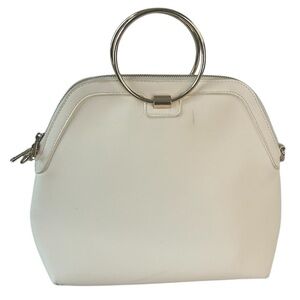 IMAN Gold Ring Handles Ivory Bag Global Chic Preppy Purse Handbag